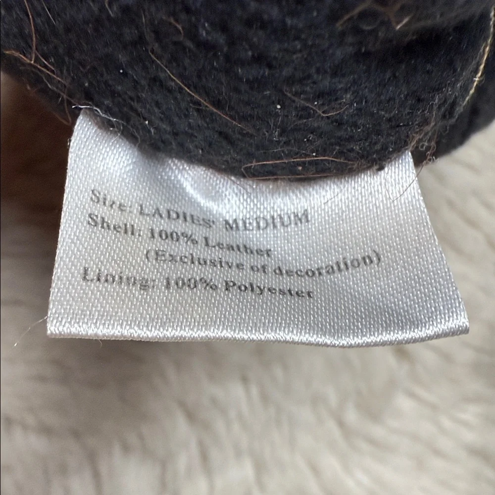 Jacob Ash Holdings Leather Mittens Faux Fur Detail Women's Medium Lined